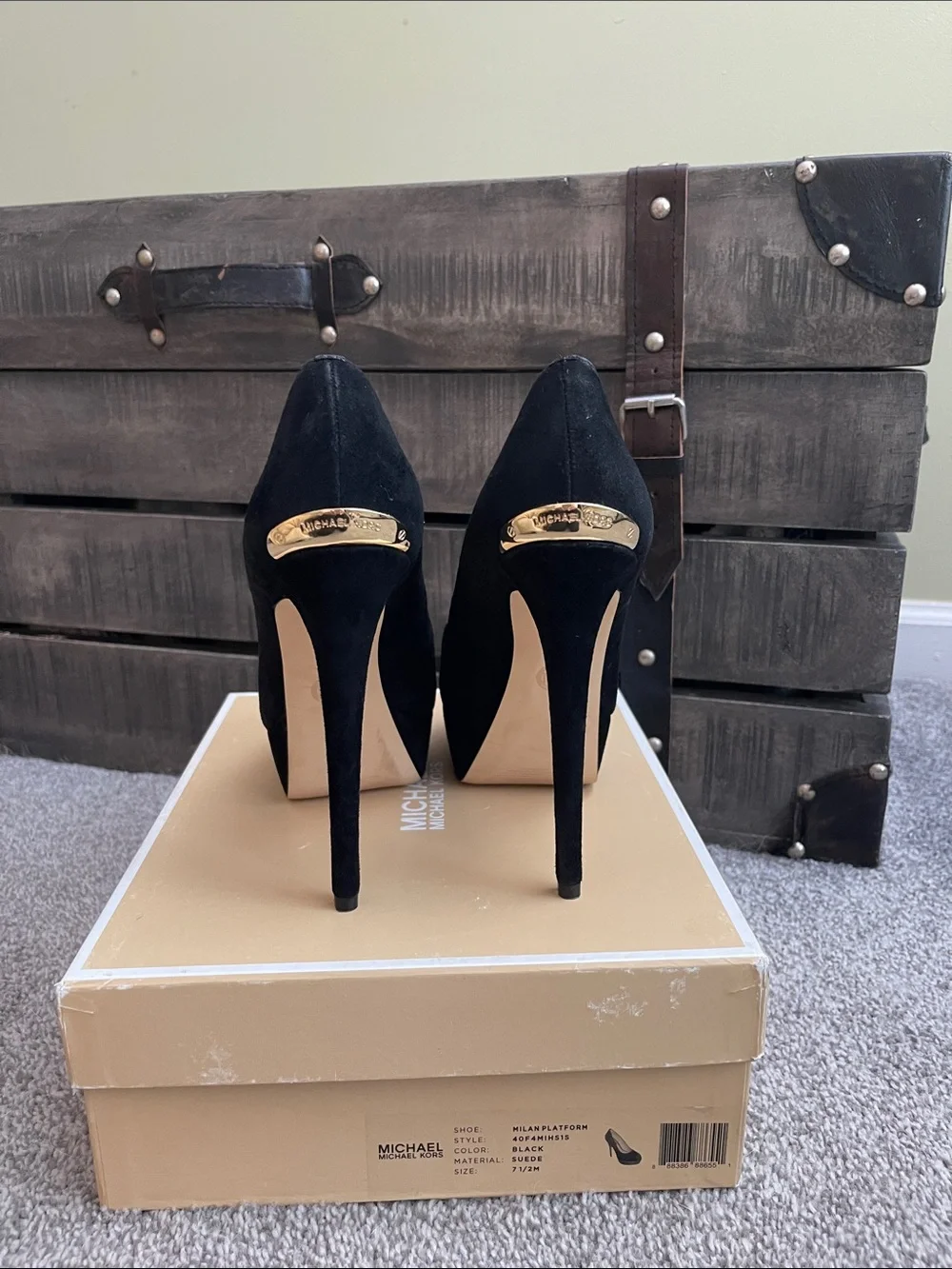 MICHAEL Michael Kors Milan Black Suede Open-Toe Platform Pumps